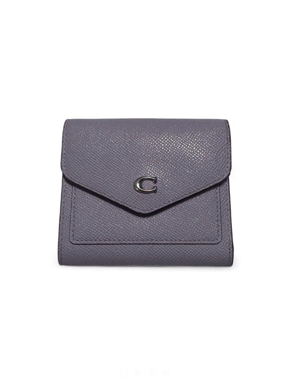 Purple Coach wallet with textured saffiano leather